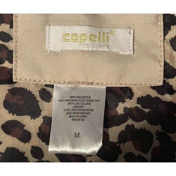 Capelli New York Womens Trench Coat Size M Leopard Print Lined Removable Hood - Picture 9 of 10